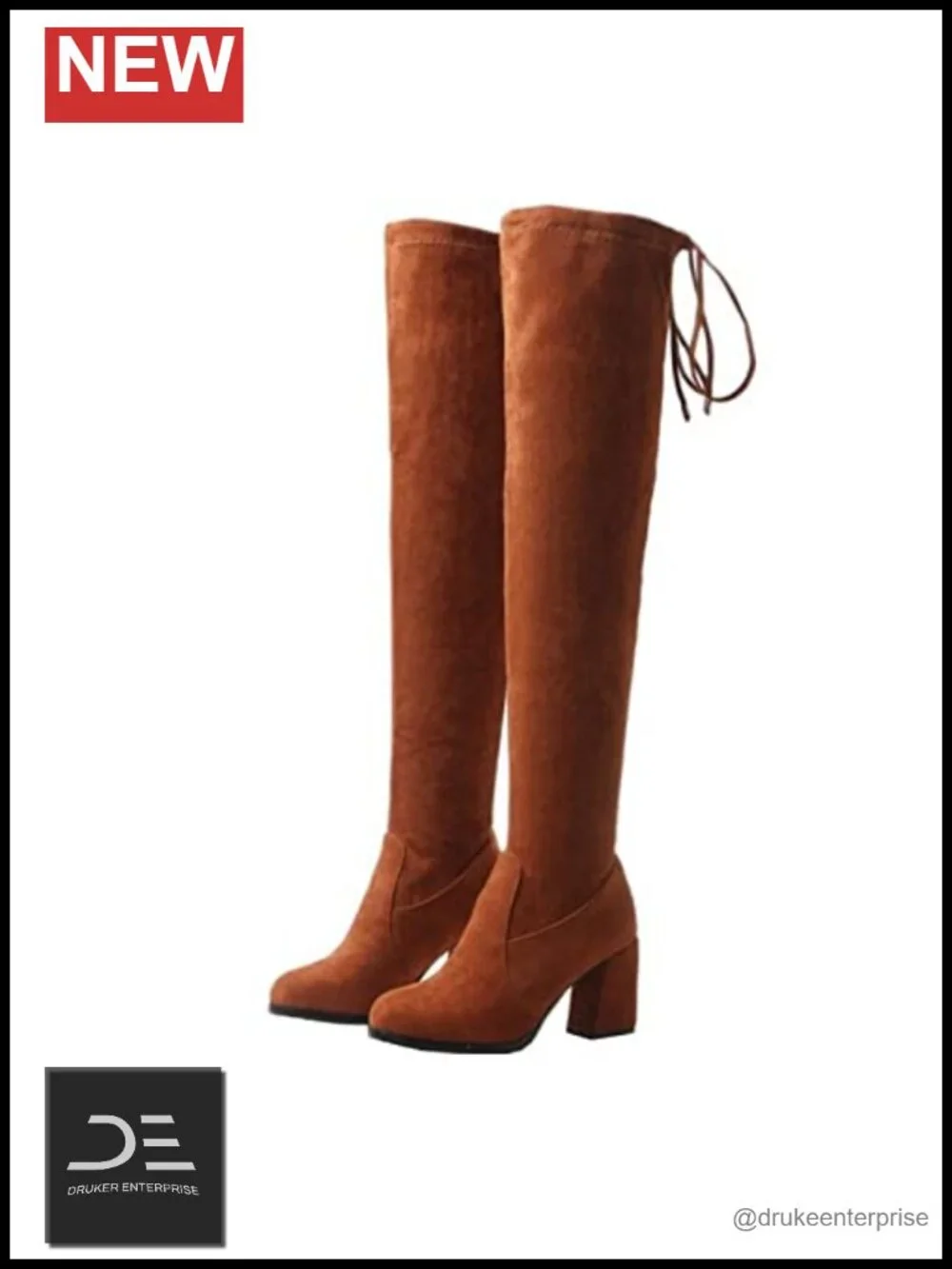Over the Knee Boots Suede High Block Heel Pointed Toe Women